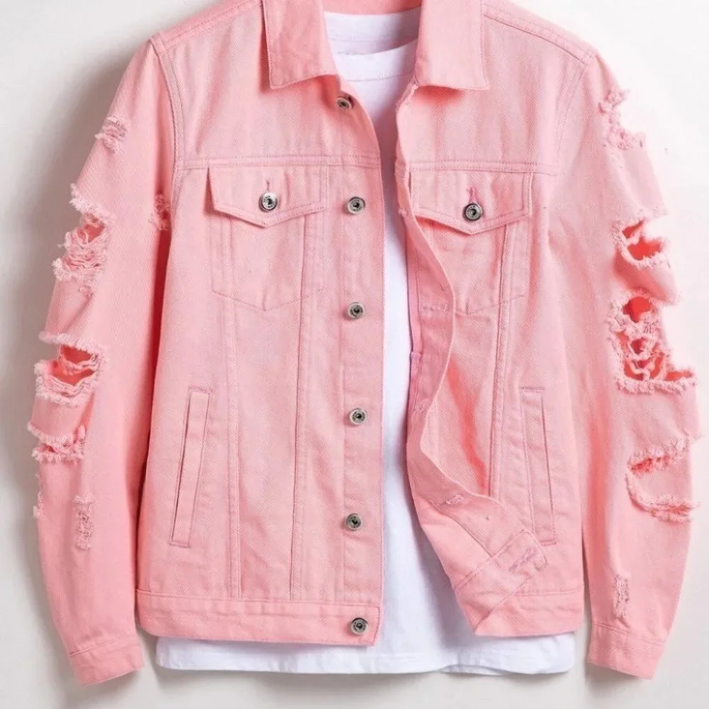 Pink Mens Denim Jacket